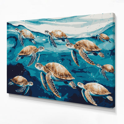 Nautical Sea turtles Blue Canvas Wall Art