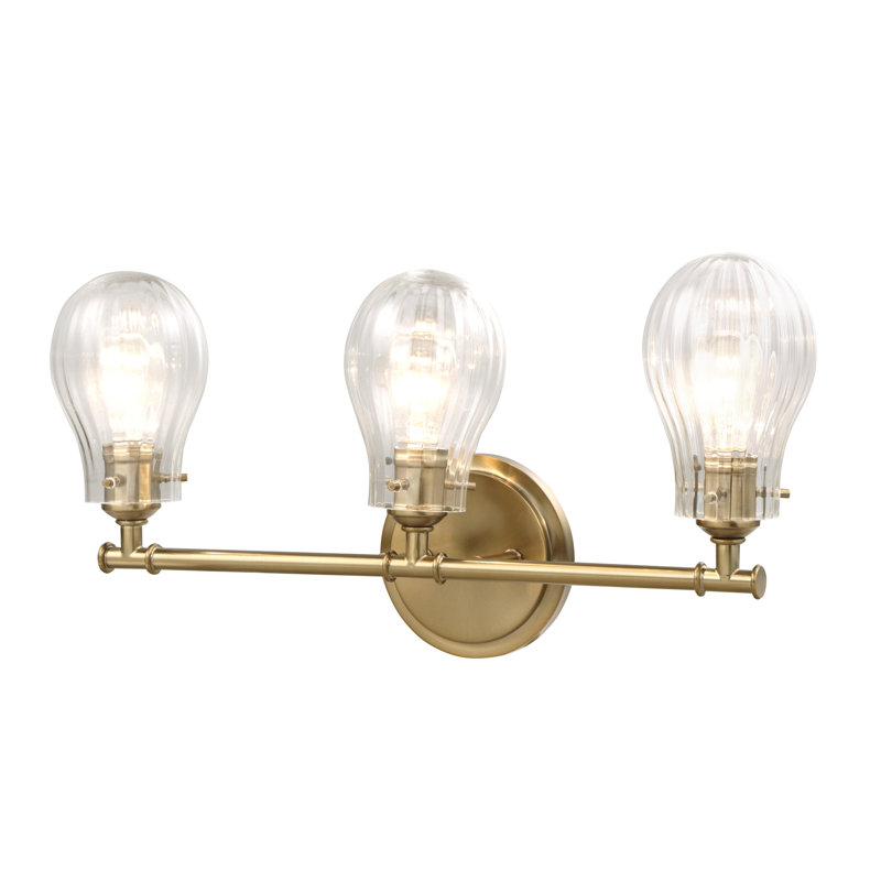 Antique Brass 3-Light Vanity Fixture with Clear Glass Shades
