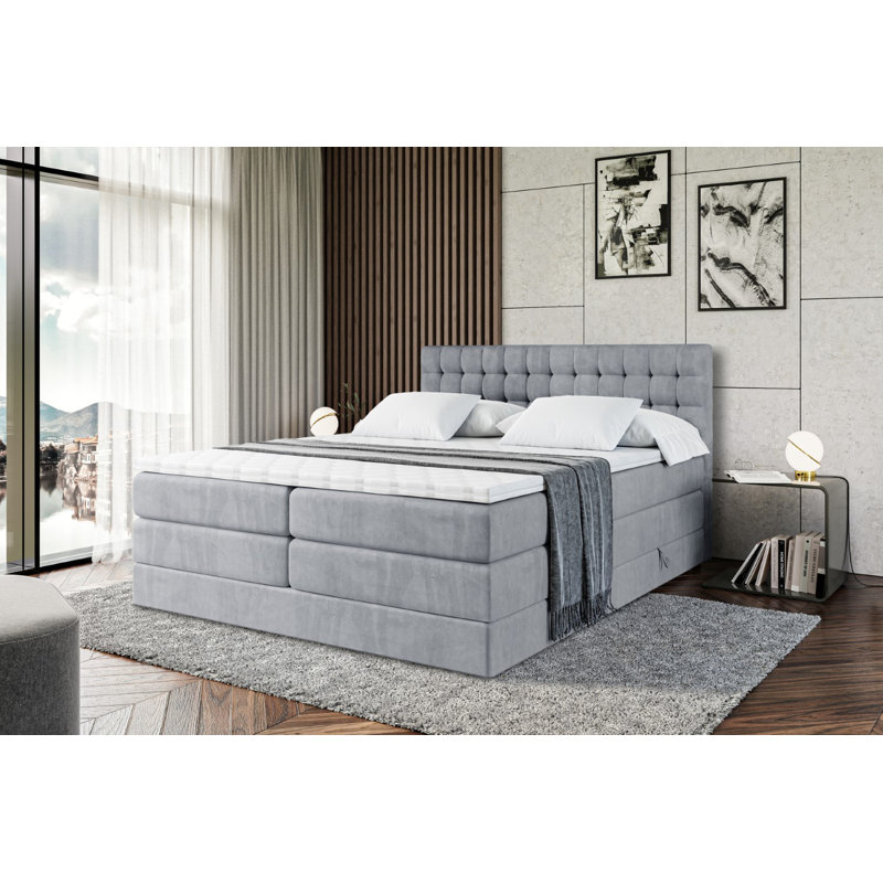 Bed, 200 x 200 cm, in Grey