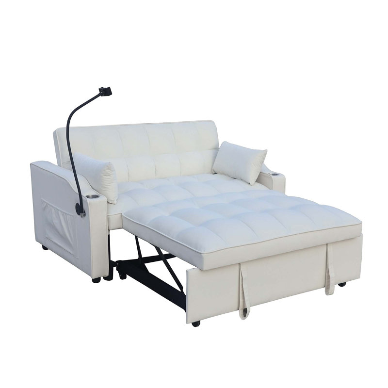 Versatile Convertible Sofa Bed with Pullout Feature and Plush Pillows for All