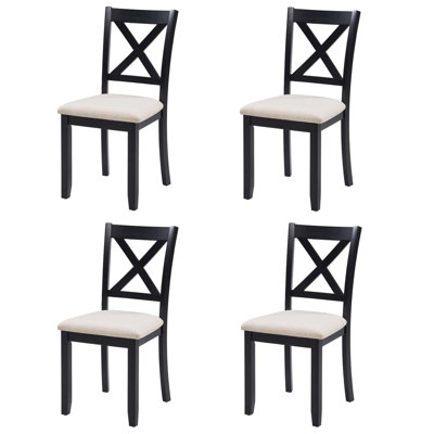 Chaises de salle à manger seulement, ensemble de 4 chaises de salle à manger en bois, chaise de cuisine avec siège rembourré, chaise de salle à manger rembourrée pour salle à manger, salon, cuisine et 2 tons