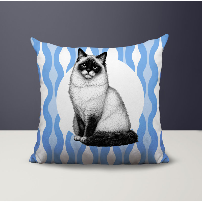 Oreiller réversible intérieur / extérieur Ragdoll Cat, 18x18, Corn Flower