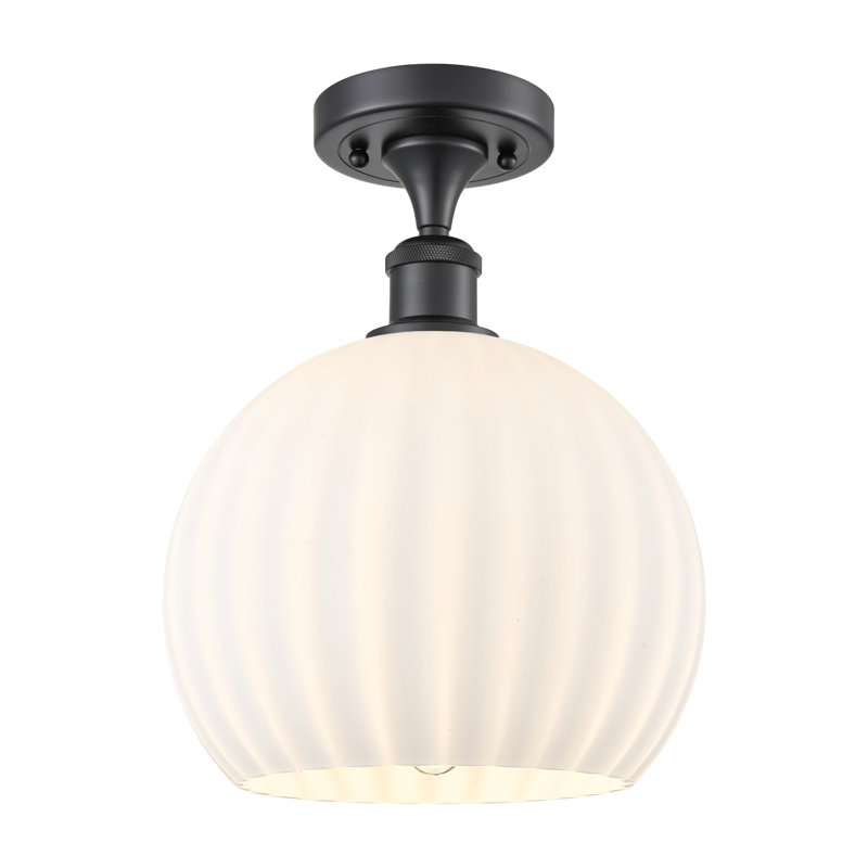 Plafonnier semi-encastré 1 lumière Ballston - Adriao, H 13 po x l 10 po x P 10 po, Noir mat