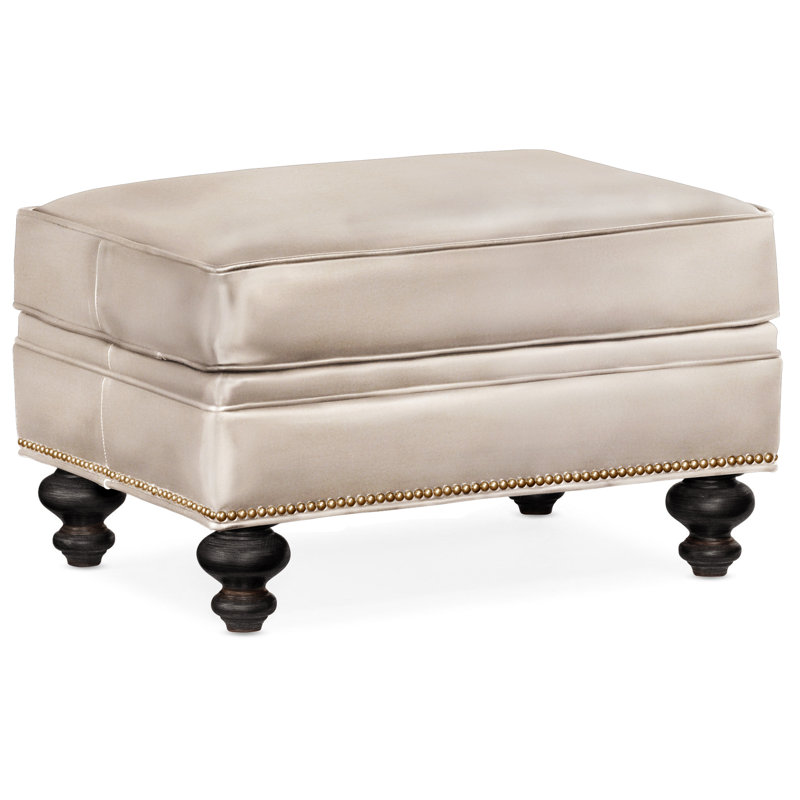 Repose-pieds rectangulaire en cuir véritable 26 "West, Cuir véritable minéral Rio, Plantation, Naturel français
