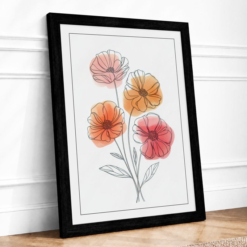 Delicate Flower Study Botanical - Framed Print, A2 - 59.4 x 42.0 cm, Black