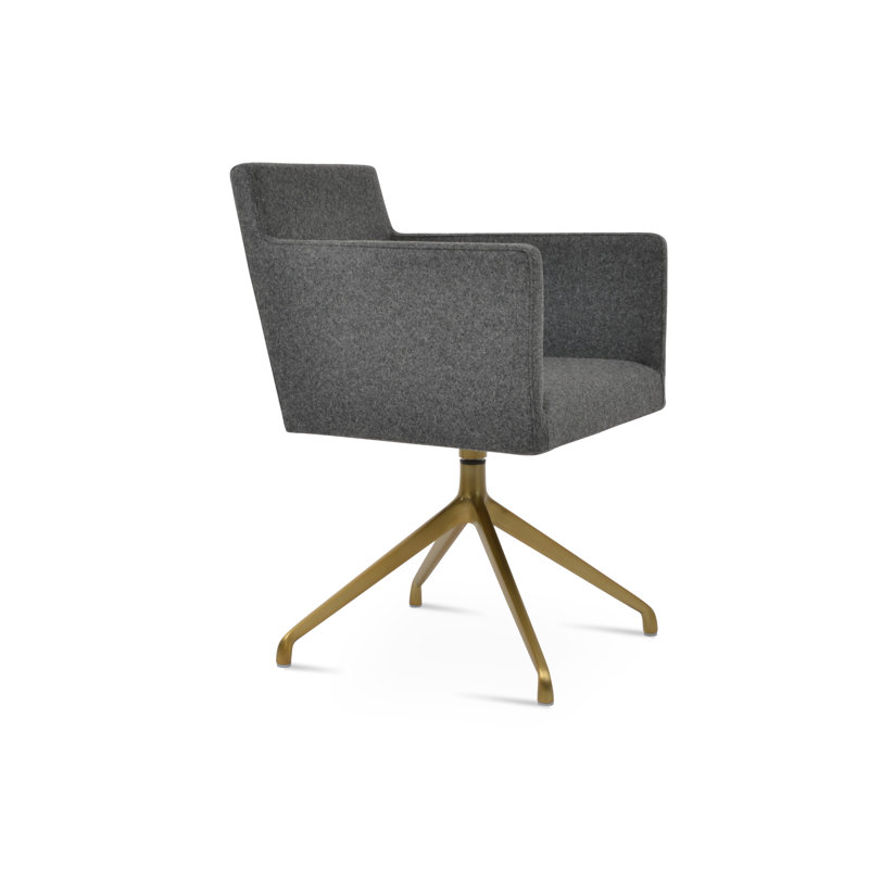 Fauteuil Harbut, Laiton, Gris foncé