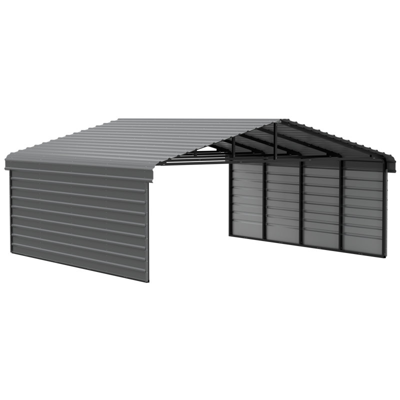 20' x 20' Charcoal Steel Carport Kit with Enclosure