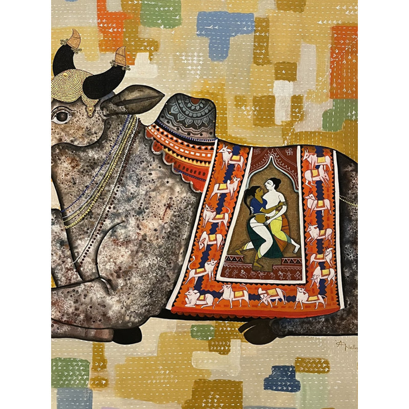 Nandi assis | Arcylique sur toile | Par Shagun Sengar Shaha