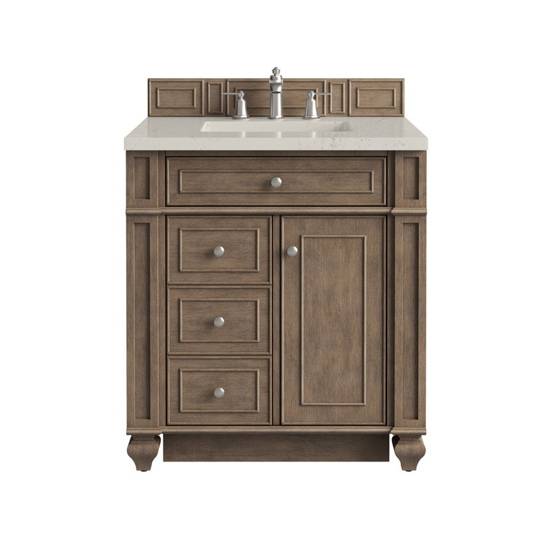 Bristol 30'' W Single Vanity, Whitewashed Walnut, 8" Widespread, Siberian