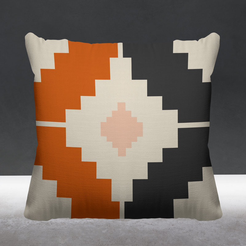Coussin intérieur / extérieur Kele Southwestern, L 15 po x H 15 po, Orange