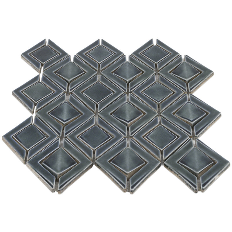 Nabi Jewel 11x15 Diamond 3D Crackled Glossy Glass Mosaic Tile