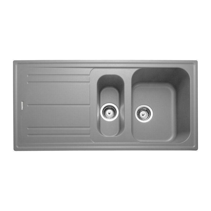 Leisure Sinks & Taps 500mm W Single Bowl Granite Composite Inset Kitchen Sink with 1 Faucet Hole, Matt