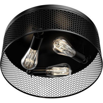 Plafonnier semi-encastré noir mat Cage Style (ampoule non incluse)
