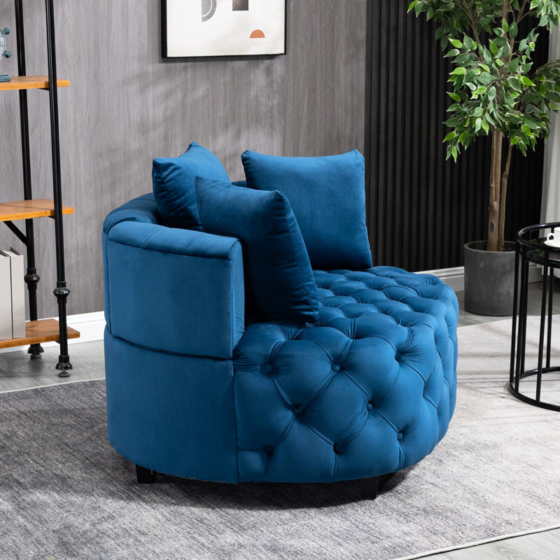 Modern Living Room Chair, Blue Velvet Accent With Foam Cushion Chair For Room, Leisure, Blue