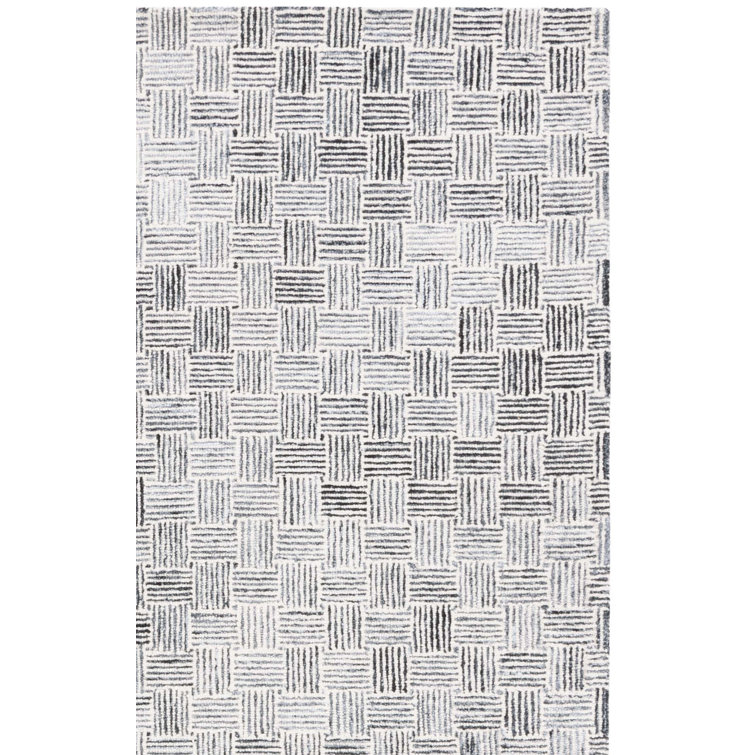 Tonnia Hand Tufted Wool Pile And Cotton With Latex Plaid Rug