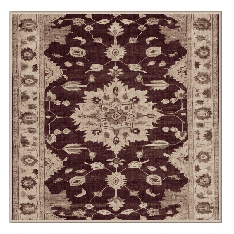 Machine Washable Overdyed Beige Area Rug, Square 3'