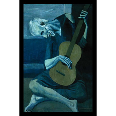 «Old Guitarist» par Pablo Picasso, reproduction d'art graphique sur papier encadré