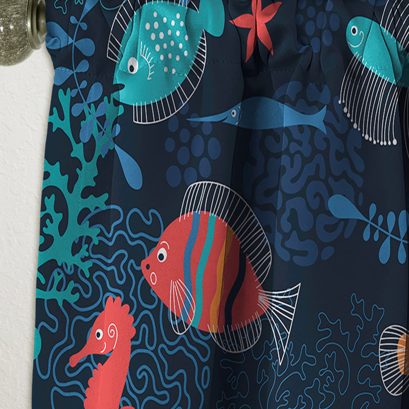 Panneau de rideau simple en velours occultant Marine Life, L 52 po x L 108 po