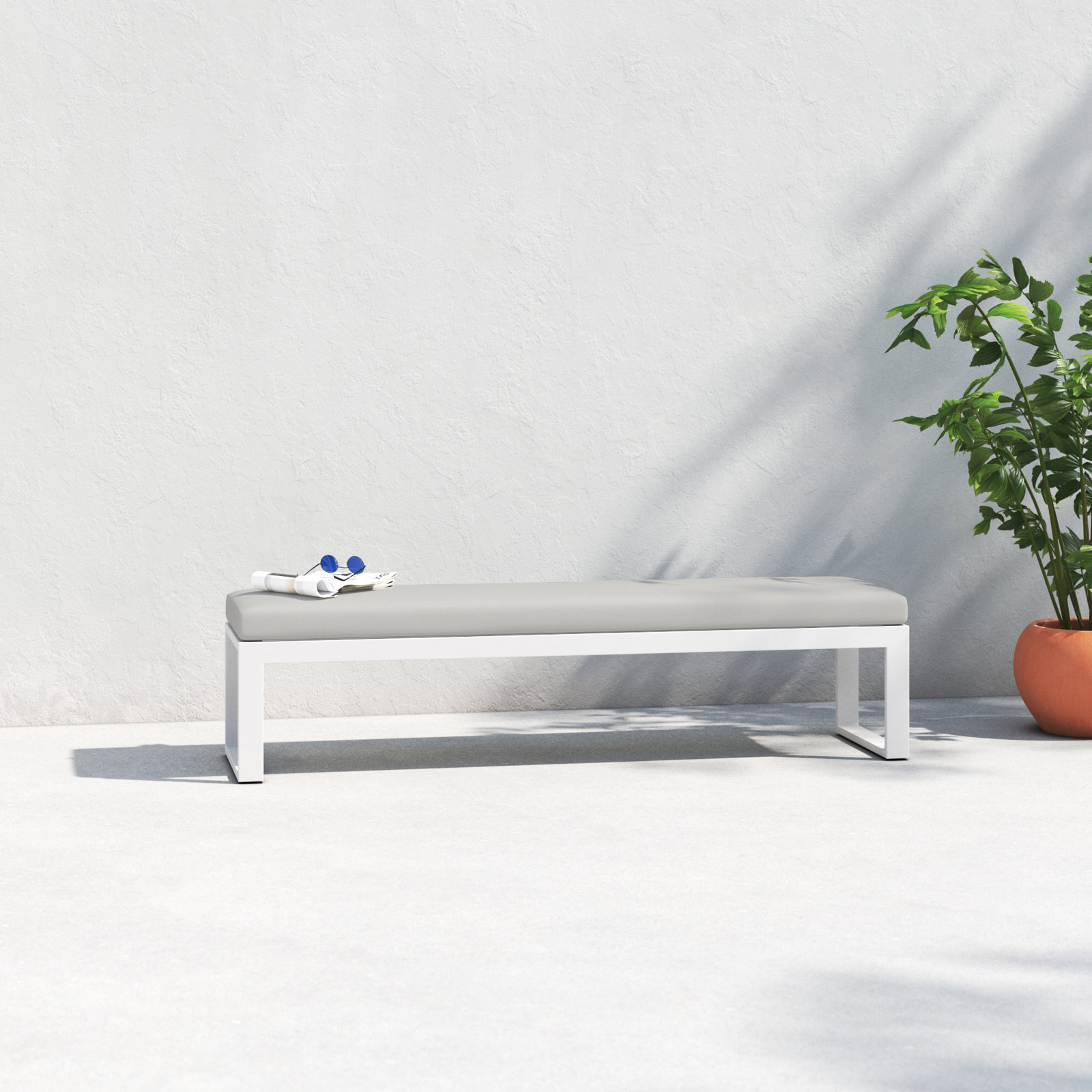 Camela 72.01'' Powder Coated Aluminium Outdoor Bench, Cast Silver Sunbrella®