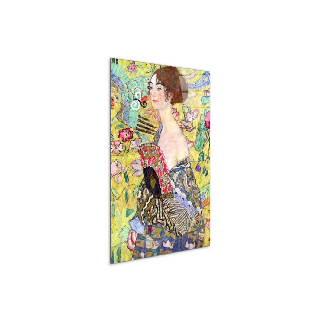 "Lady with fan" by Klimt Gustav 53×79.5 cm CrystalArt Acrylic Glass Effect, Lightweight Ready to Hang