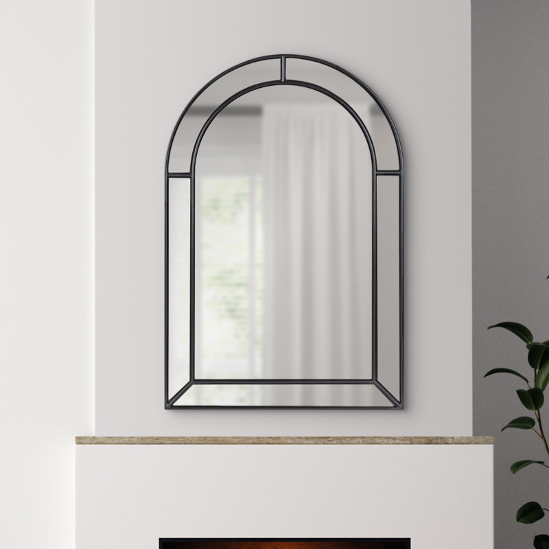 Iris Engineered Wood Mirror, 30" H x 20" W, Black