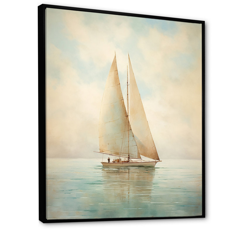 Voilier «Whispering Breezes II» - Bateau à voile, art mural, H 44 po x l 34 po, Reproduction avec cadre flottant, Noir