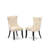 9-piece dining set consists of a wooden table and 8 Light Beige Polyester fabric dining chairs with Button Tufted Chair Back - Sand Blasting Black Finish.-931481076-928726359