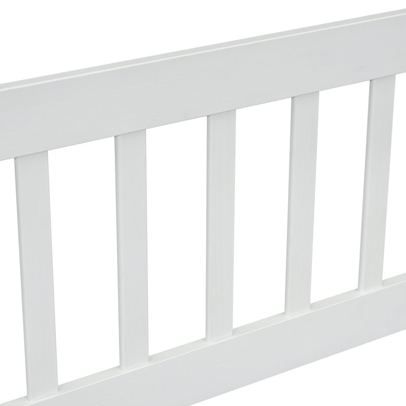 WoodNest House-Shaped Floor Bed with Guardrails, Twin, White