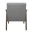Chaise d'appoint grise en similicuir de style Mid-Century moderne et base en bois massif