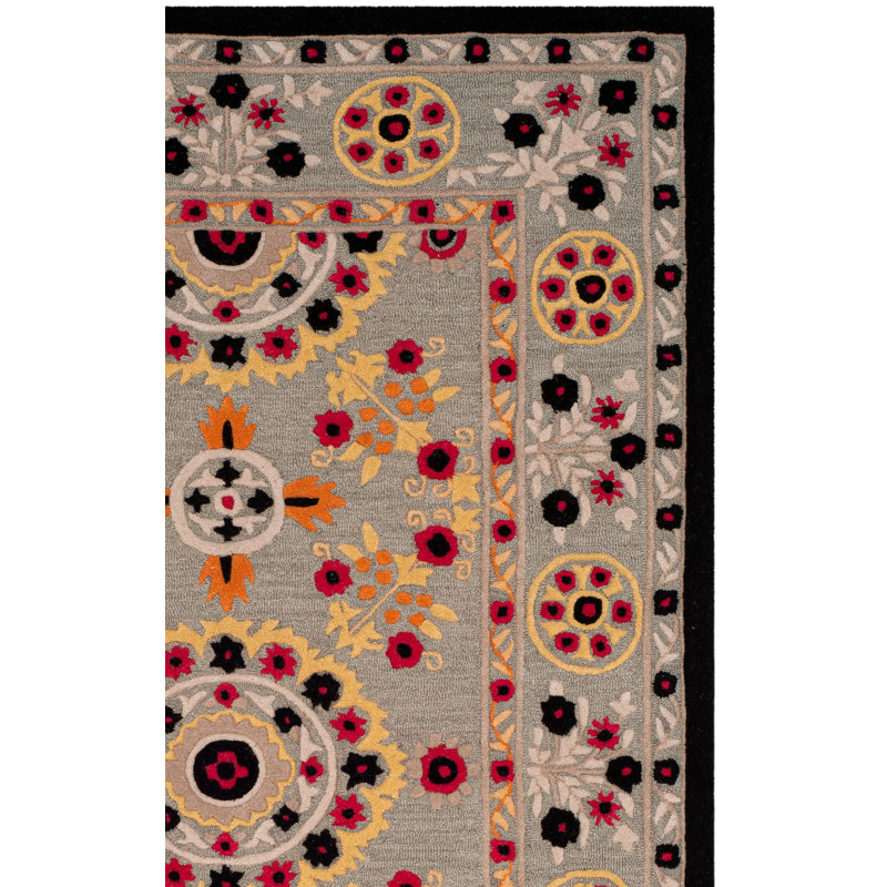 Eatonville Hand Tufted Wool Floral Rug, Rectangle 5' x 8'
