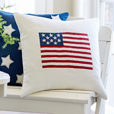 Flag Americana Linen Throw Pillow