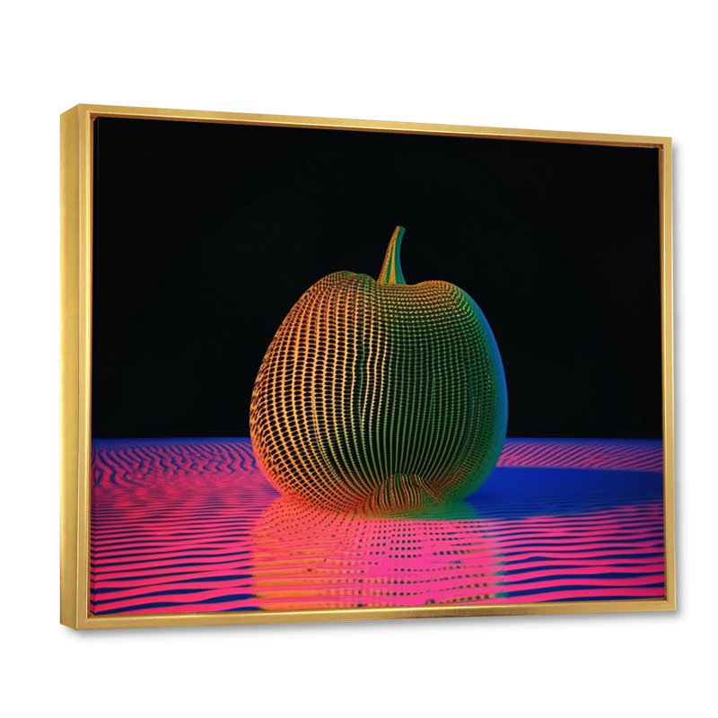 Motif géométrique minimal de pomme - impression, Cadre flottant doré, 16" H x 32" W