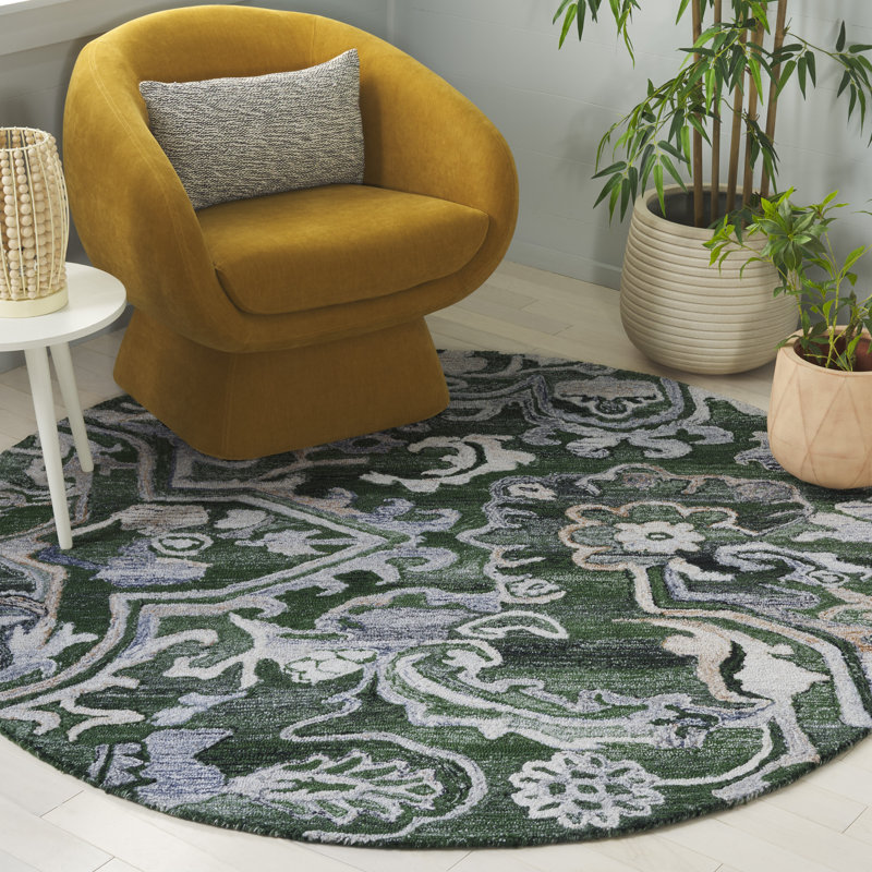 Marquee 116 Hand Tufted Performance Abstract Rug, Round 6'