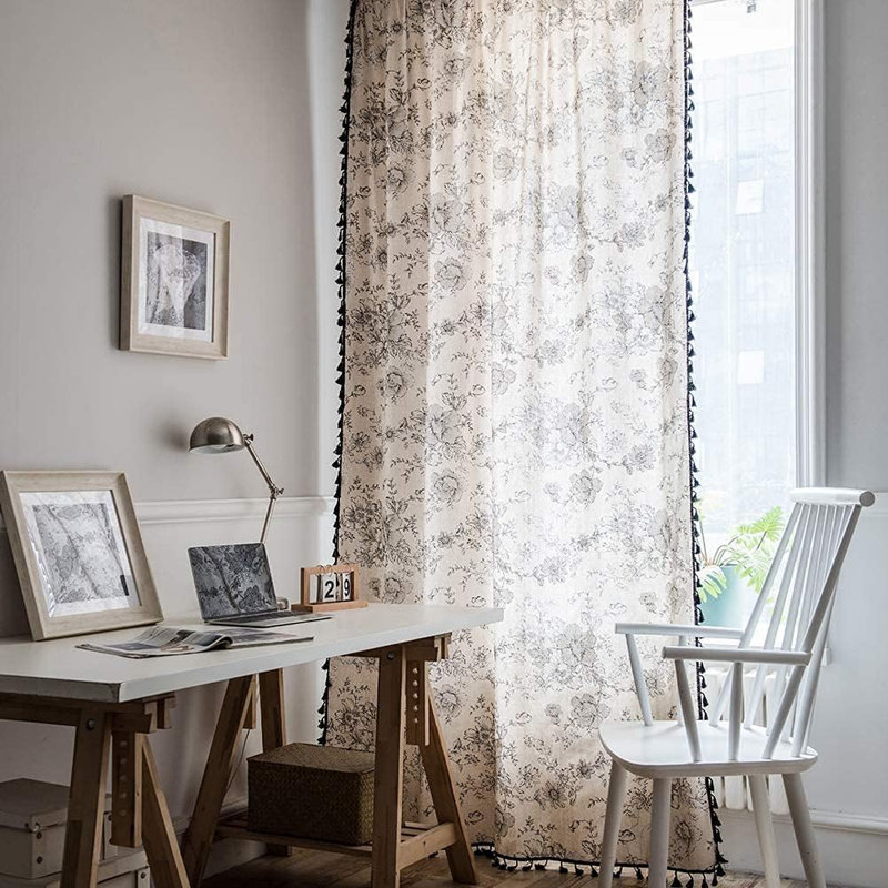 Rideau semi-transparent en polyester 2 panneaux Boho, L 52 po x L 84 po