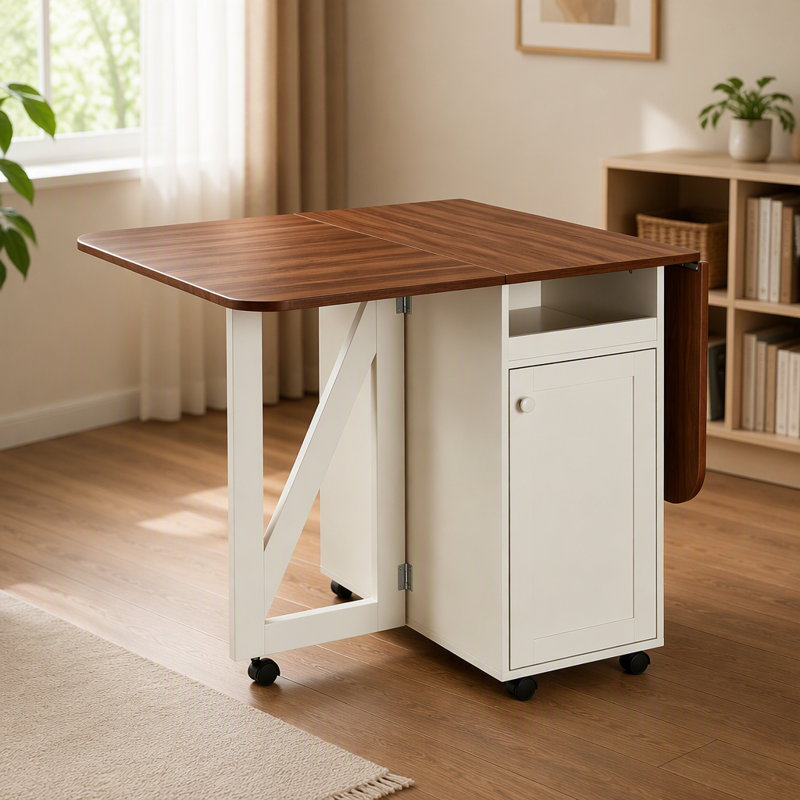 Table de salle à manger, Beige blanc, noyer
