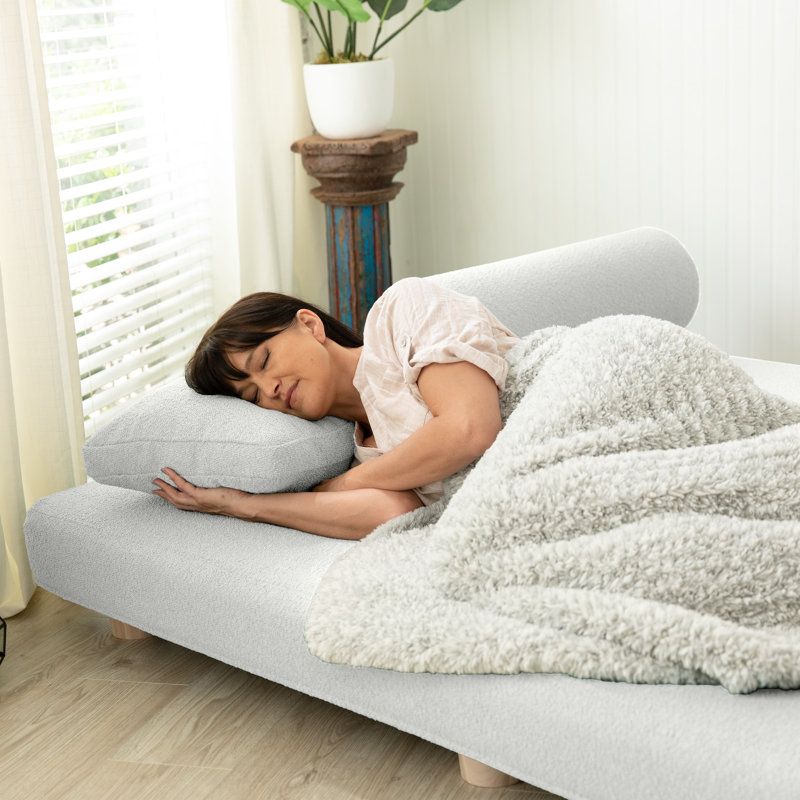 Méridienne escamotable avec lit de jour Amala , Boucle blanc