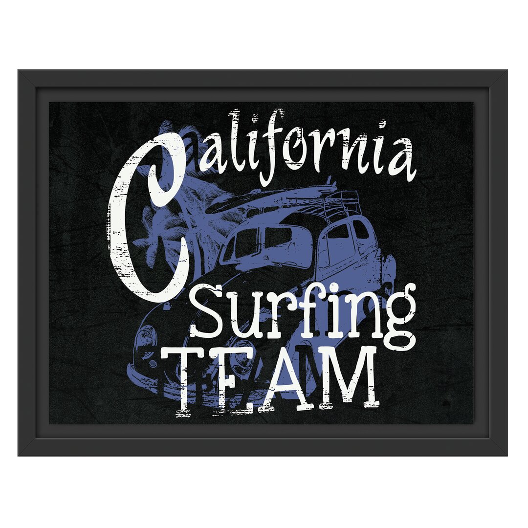 Gerahmtes Wandbild California Surfing-Team Schwarz