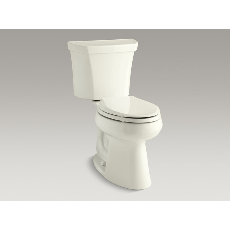 Highline Elongated Two-Piece toilet, Biscuit, Right-Hand, No