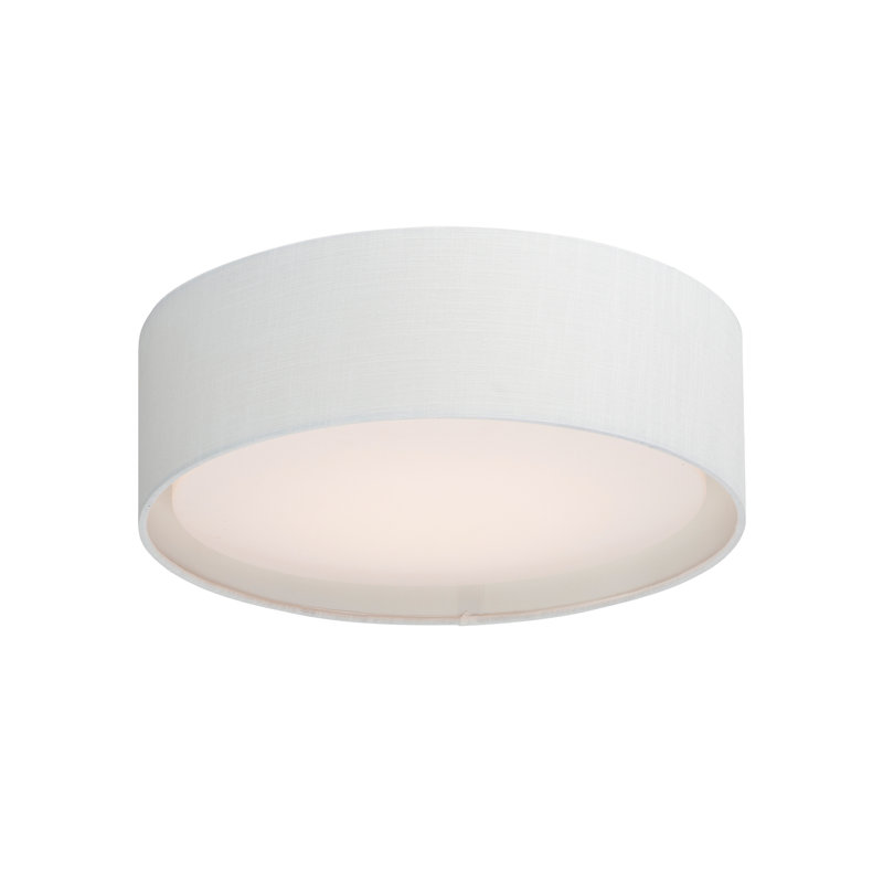 Cathelene Fabric LED Flush Mount, White Linen, 6" H x 16" W x 16" D
