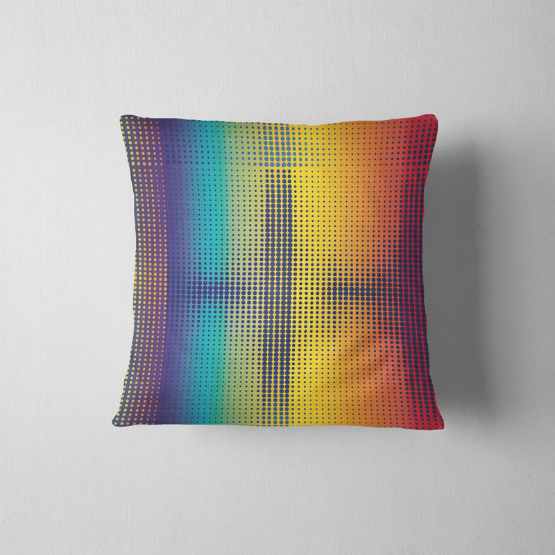 Housse de coussin réversible, H 18 po x l 18 po, Rouge / jaune / bleu / pois
