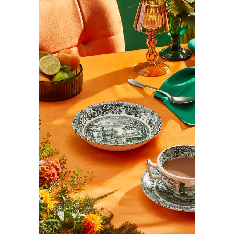Heritage Green Italian 6.5" Cereal Bowls, Set of 4