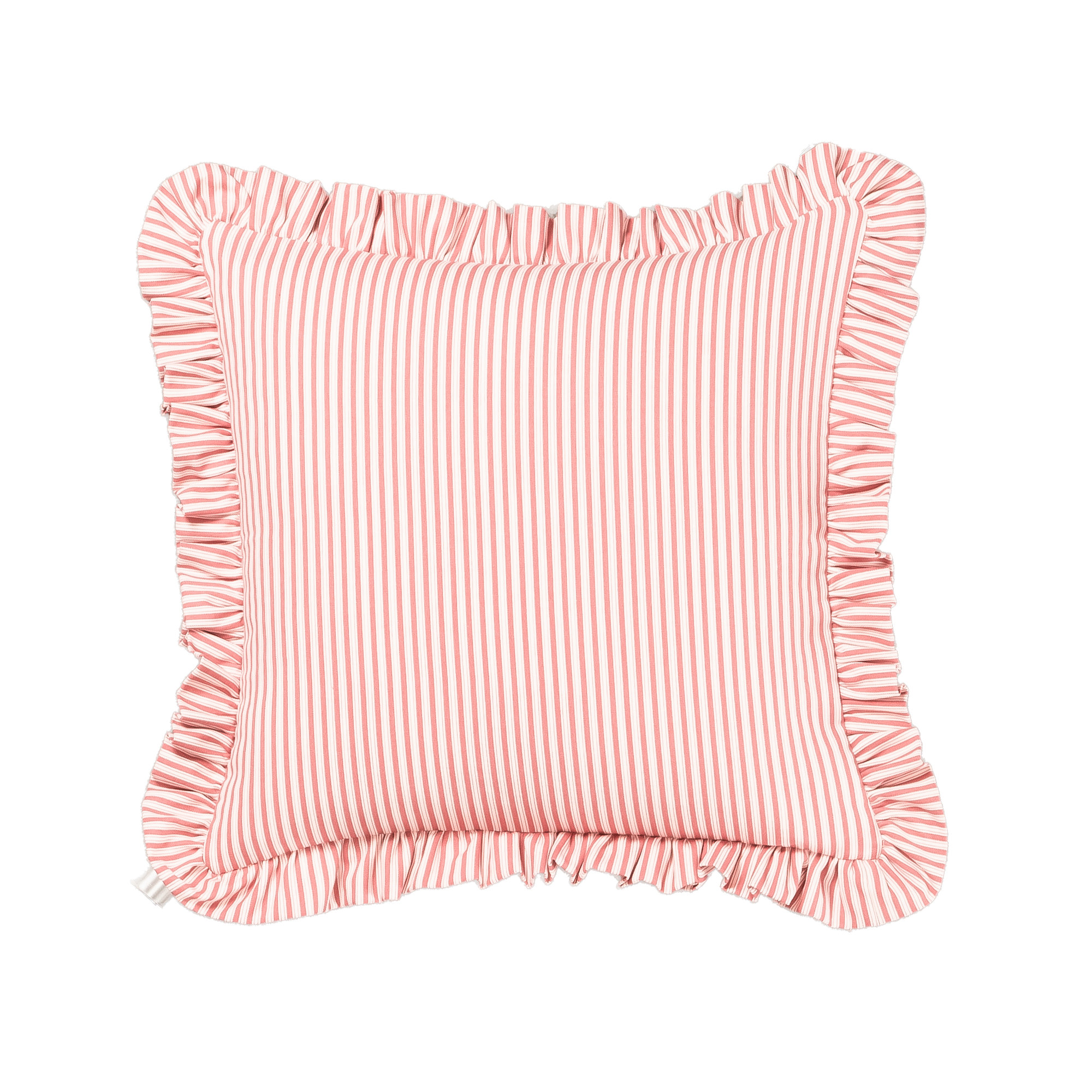 Birch Lane Polo Stripe Ruffled Accent Pillow, Red, Polyester