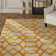 Tapis jaune en laine touffeté à la main à motif géométrique