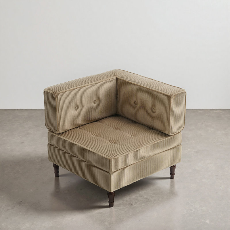 Fauteuil capitonné modulaire en velours côtelé, Chameau