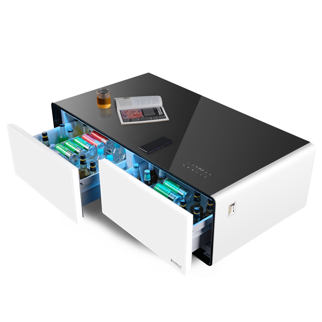 Biedel Smart Coffee Table with Fridge and Built in Wireless Charging Orren Ellis Table Base