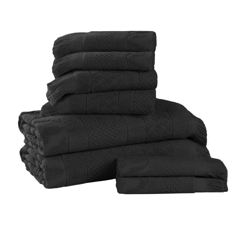 Serviette de bain Rolla, Noir, noir, noir, noir, Ensemble de 8 serviettes 8 pièces