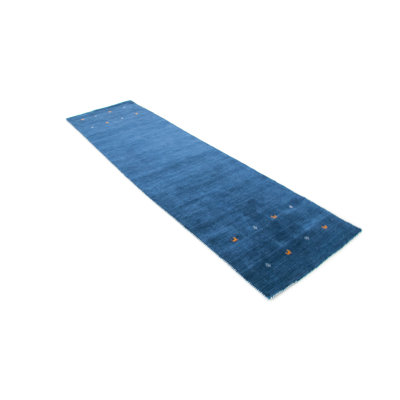 Handwoven Wool Gabbeh Uni Blue Rug