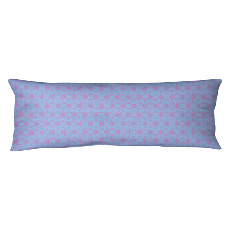 Coussin lombaire géométrique à cercles ornés, Bourre en polyester, Bleu / Rose