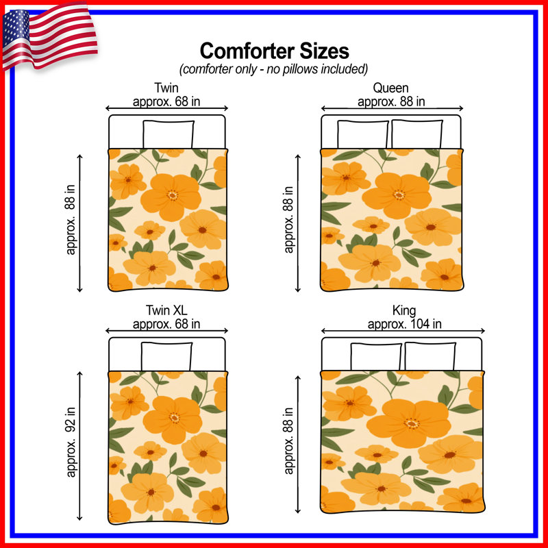 Fleurs, édredon floral, bohème bohémien, Édredon très grand, Floral orange / vert