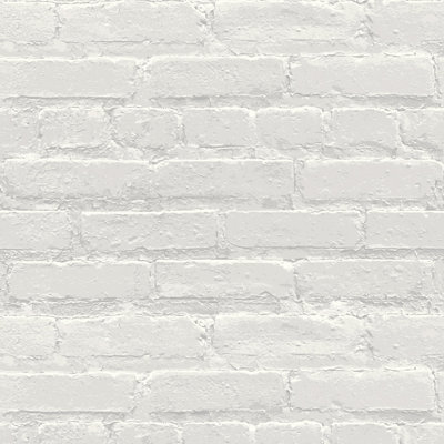 Papier peint peint en brique blanche